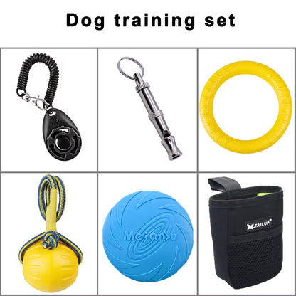 Dog Training Set Pet Whistle Clicker Bag Rope Ball Ring Puller Toys Large Dogs Interactive Trainings Equipment Accessories For