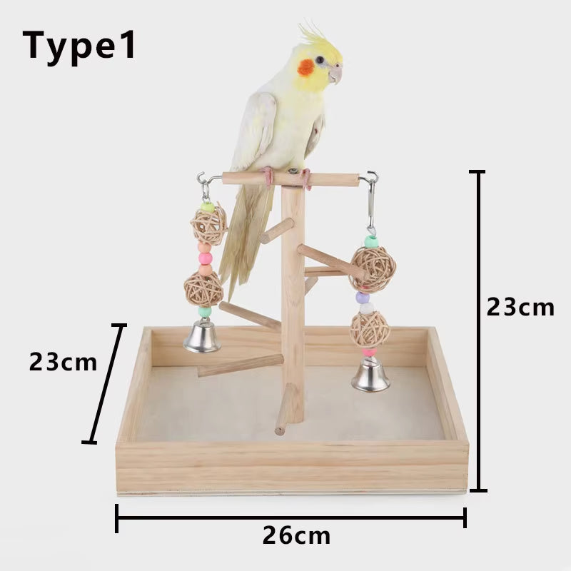 Wooden Bird Perch Stand Parrot Platform Playground Exercise Gym Playstand Ladder Interactive Toys Bird Supplies