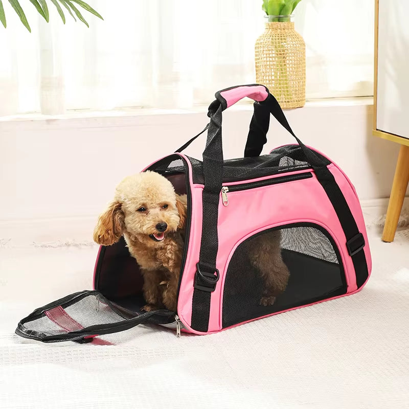 Cat Bags Portable Dog Carrier Bag Mesh Breathable Foldable Cats Carrier Bag Travel Breathable Transport Handbag