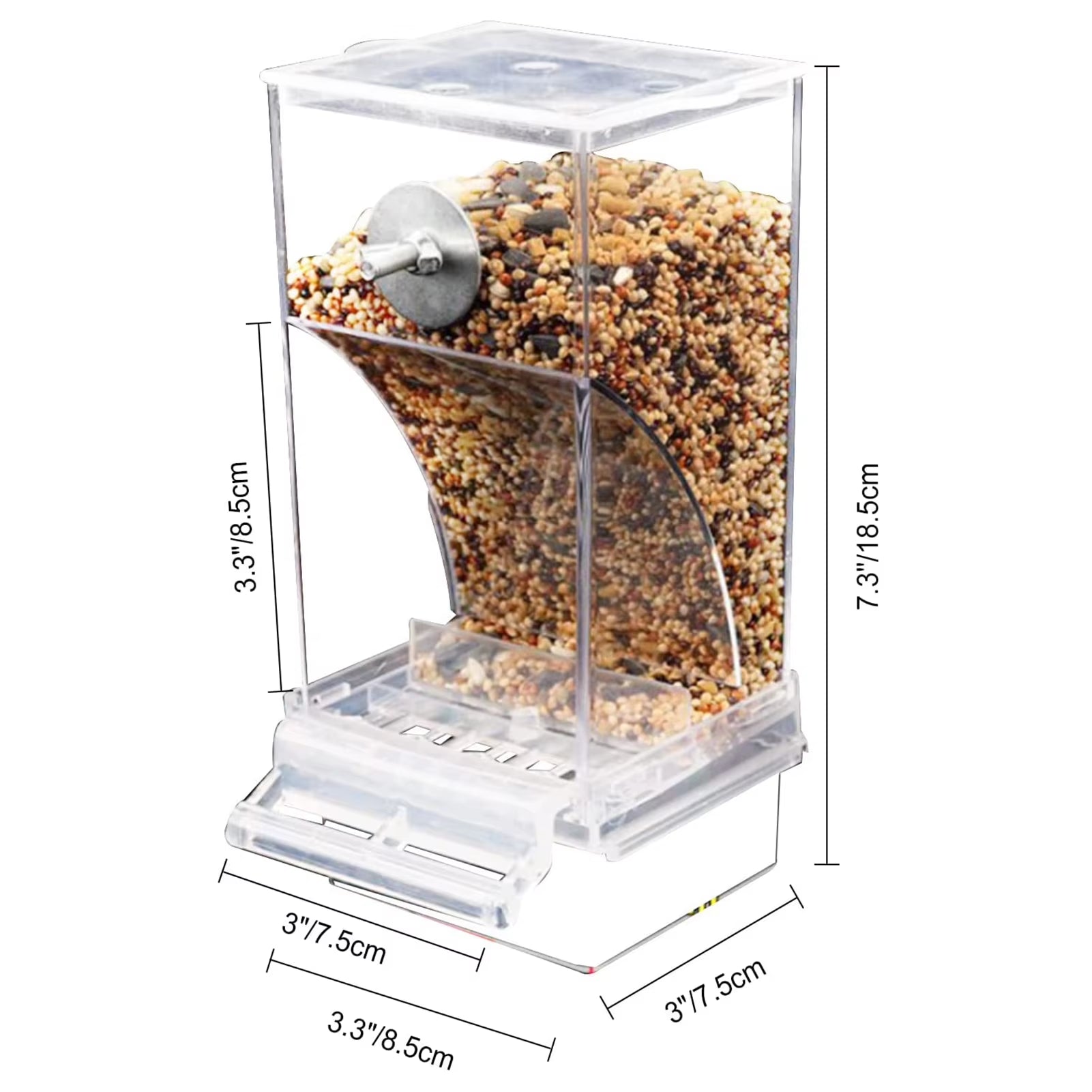 Automatic Bird Feeder Acrylic Parrot Seed Food Container Bird Cage Accessories for Parakeet Canary Cockatiel Bird Feeding Device