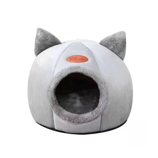 Cat Head Shape Cute and Comfortable Warm Cat House Safe Sleep Cave Non-Slip Semi-Closed Design Four Seasons Universal Cat Nest