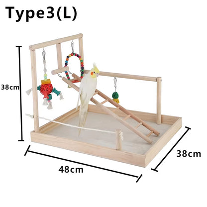 Wooden Bird Perch Stand Parrot Platform Playground Exercise Gym Playstand Ladder Interactive Toys Bird Supplies