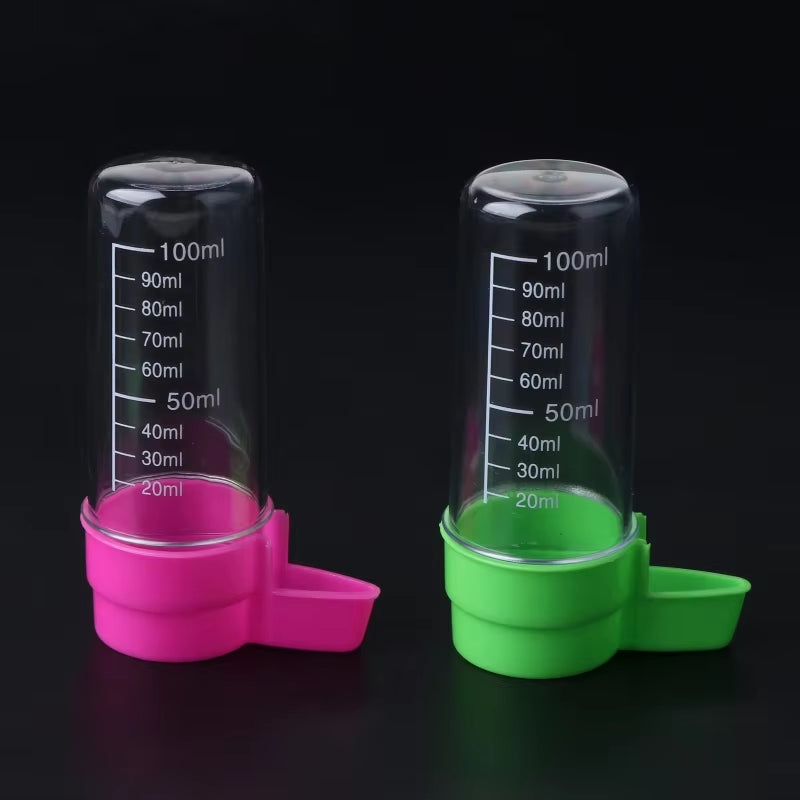 2 Pieces Bird Feeder Plastic Water Food Dispenser for Parrot Parakeet Cockatiel Conure Lovebird Easy to Use 100Ml 60Ml