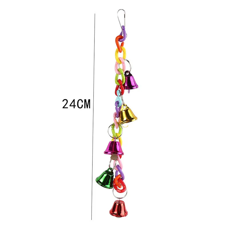 Parrots Toys Bird Swing Exercise Climbing Hanging Ladder Bridge Wooden Rainbow Pet Parrot Macaw Hammock Bird Toy with Bells