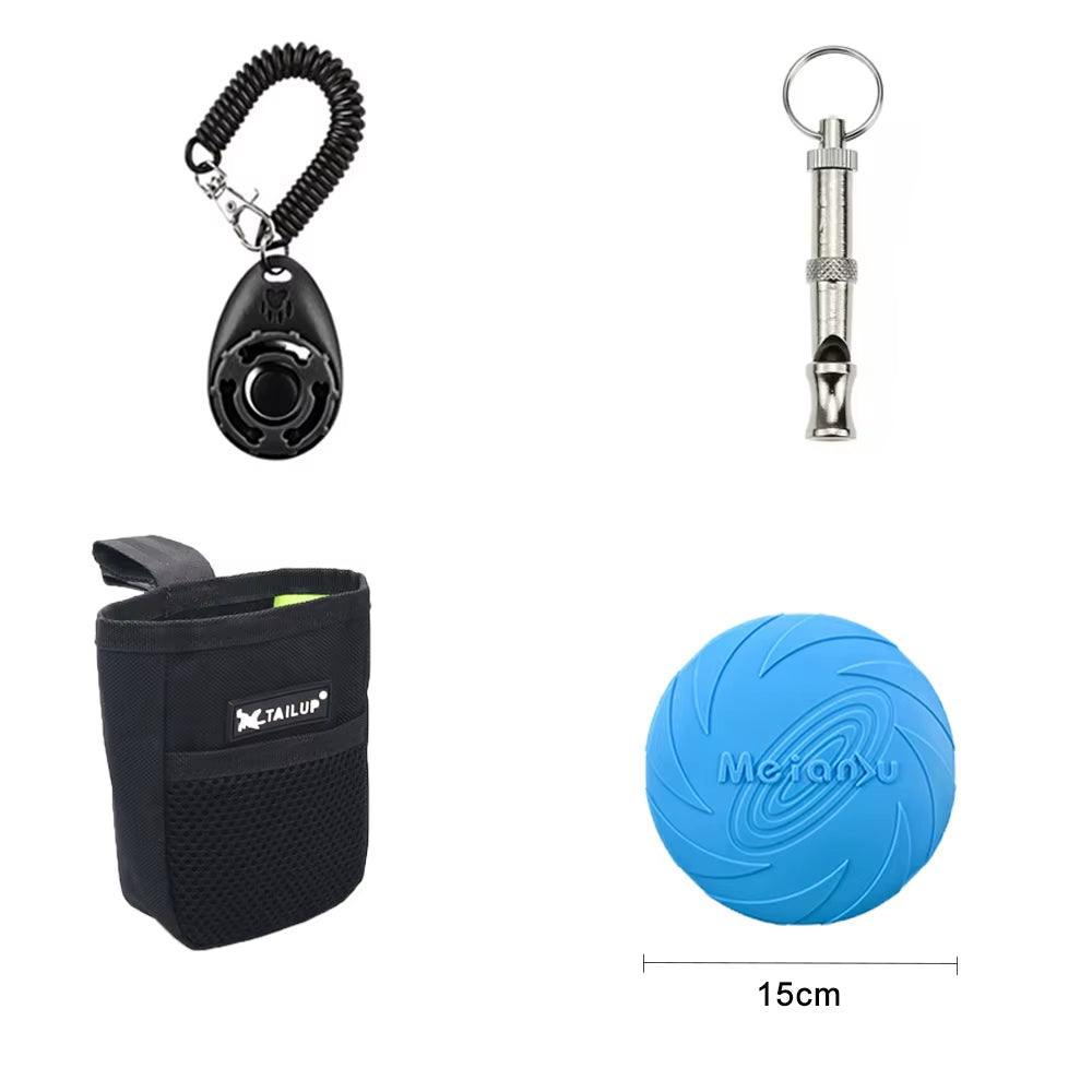 Dog Training Set Pet Whistle Clicker Bag Rope Ball Ring Puller Toys Large Dogs Interactive Trainings Equipment Accessories For