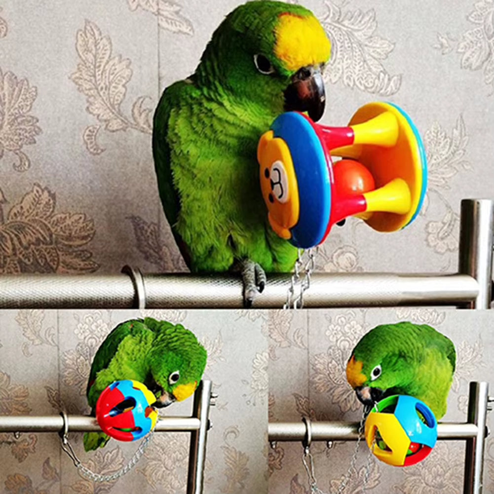 Cute Pet Bird Plastic Chew Ball Chain Cage Toy for Parrot Cockatiel Parakeet Parrot Chew Cage Fun Toys Pet Bird Supplies