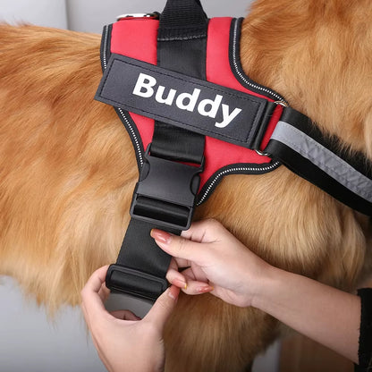 Dropshipping Dog Harness Vest ID Patch Customized Reflective Breathable Adjustable Pet Harness for Small Large Dogs NO PULL