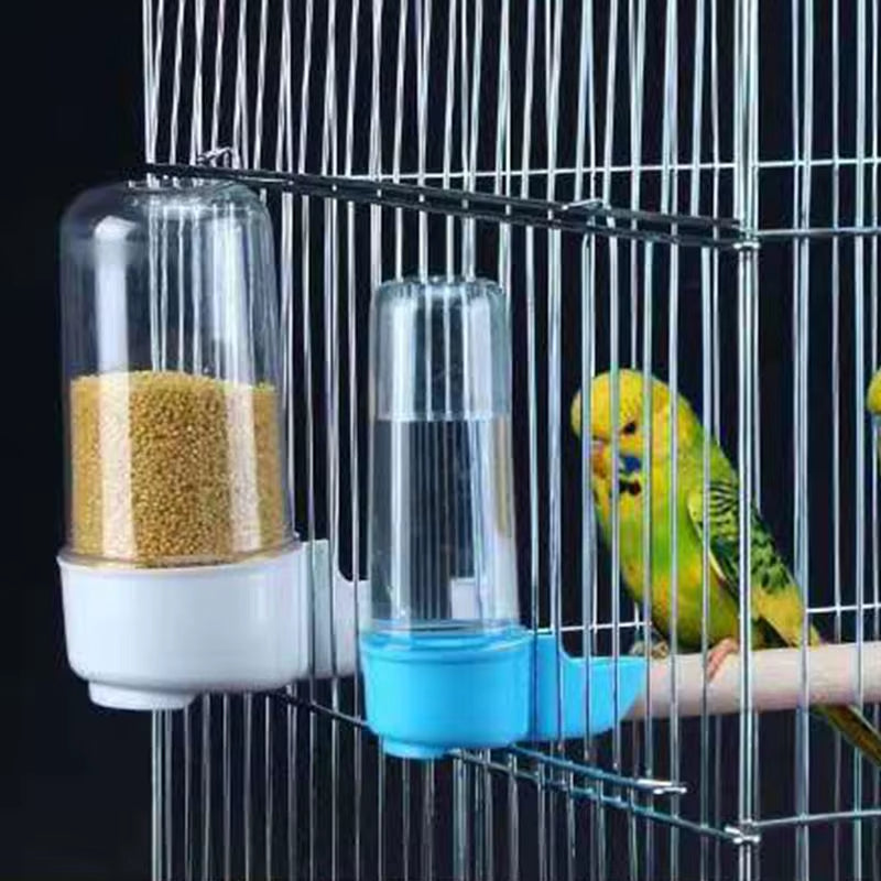 2 Pieces Bird Feeder Plastic Water Food Dispenser for Parrot Parakeet Cockatiel Conure Lovebird Easy to Use 100Ml 60Ml