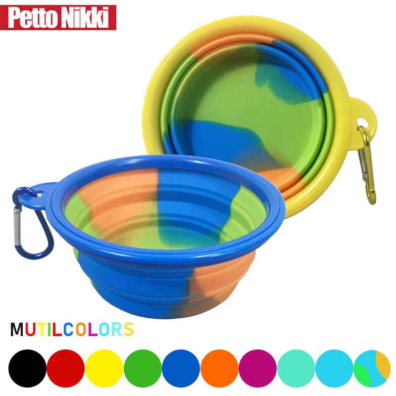 350Ml Collapsible Dog Bowl Pet Folding Silicone Bowl Outdoor Travel Portable Puppy Food Container Feeder Dish Avoid Choking Bowl