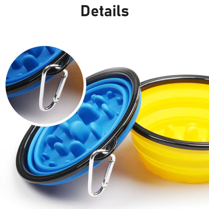 350Ml Collapsible Dog Bowl Pet Folding Silicone Bowl Outdoor Travel Portable Puppy Food Container Feeder Dish Avoid Choking Bowl