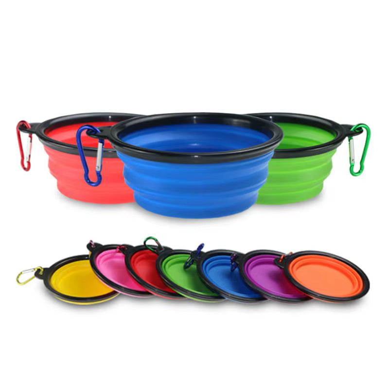 350Ml Collapsible Dog Bowl Pet Folding Silicone Bowl Outdoor Travel Portable Puppy Food Container Feeder Dish Avoid Choking Bowl