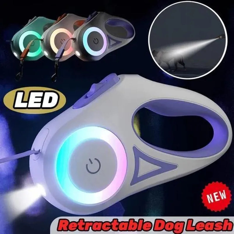 3M/5M Automatic Retractable Dog Leash LED Luminous Leading Fashion Light Straps for Dog Puppy Pet Flexi Walking Running Lead