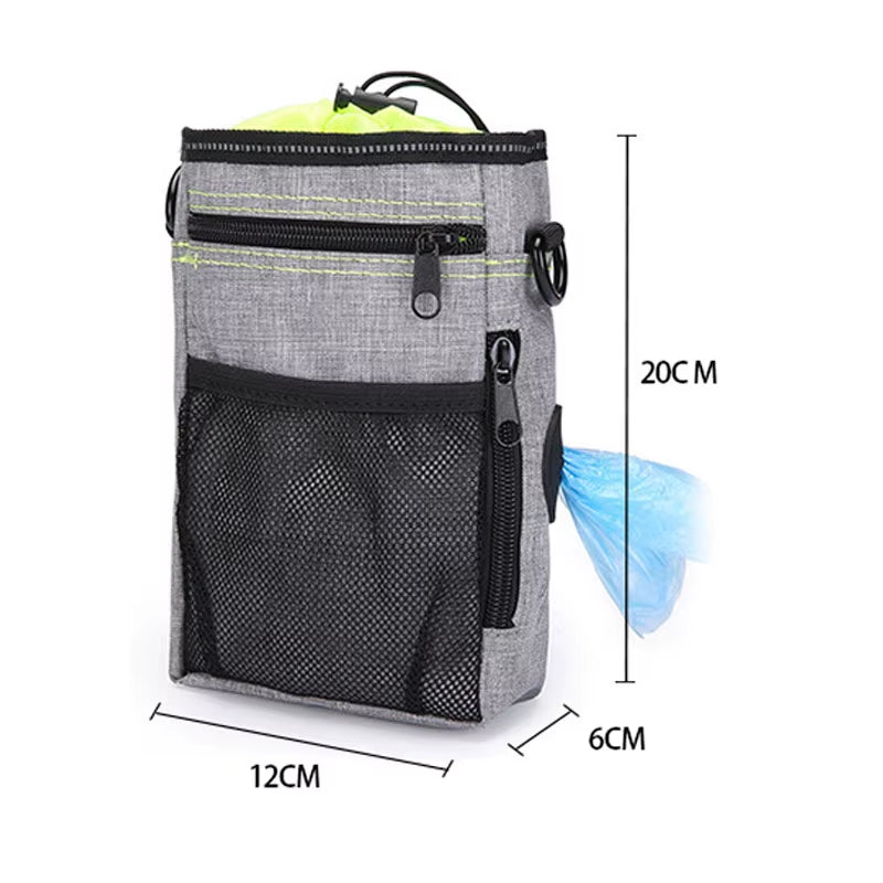 Multi-Function Portable Dog Treat Bag Reflective Pet Outdoor Training Aid Bag Poop Bag Food Holder with Adjustable Waist Belt